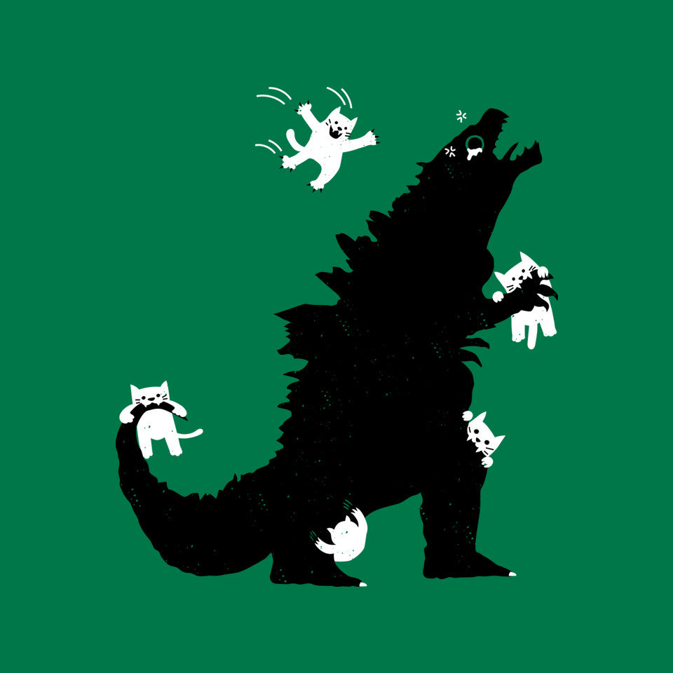 Ouch! – Cat Graphic T-Shirt design artwork for green graphic T-shirt