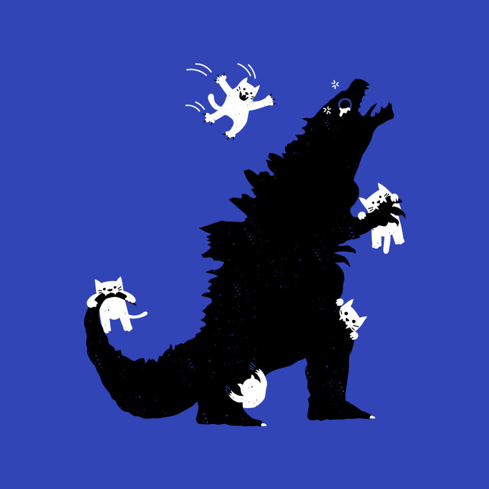 Ouch! – Cat Graphic T-Shirt design artwork for royal blue graphic T-shirt