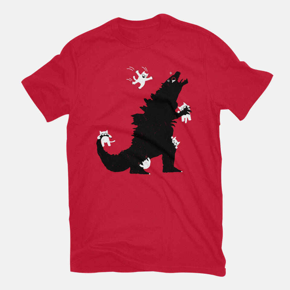 Ouch! – Cat Graphic T-Shirt in red, flat-lay product view