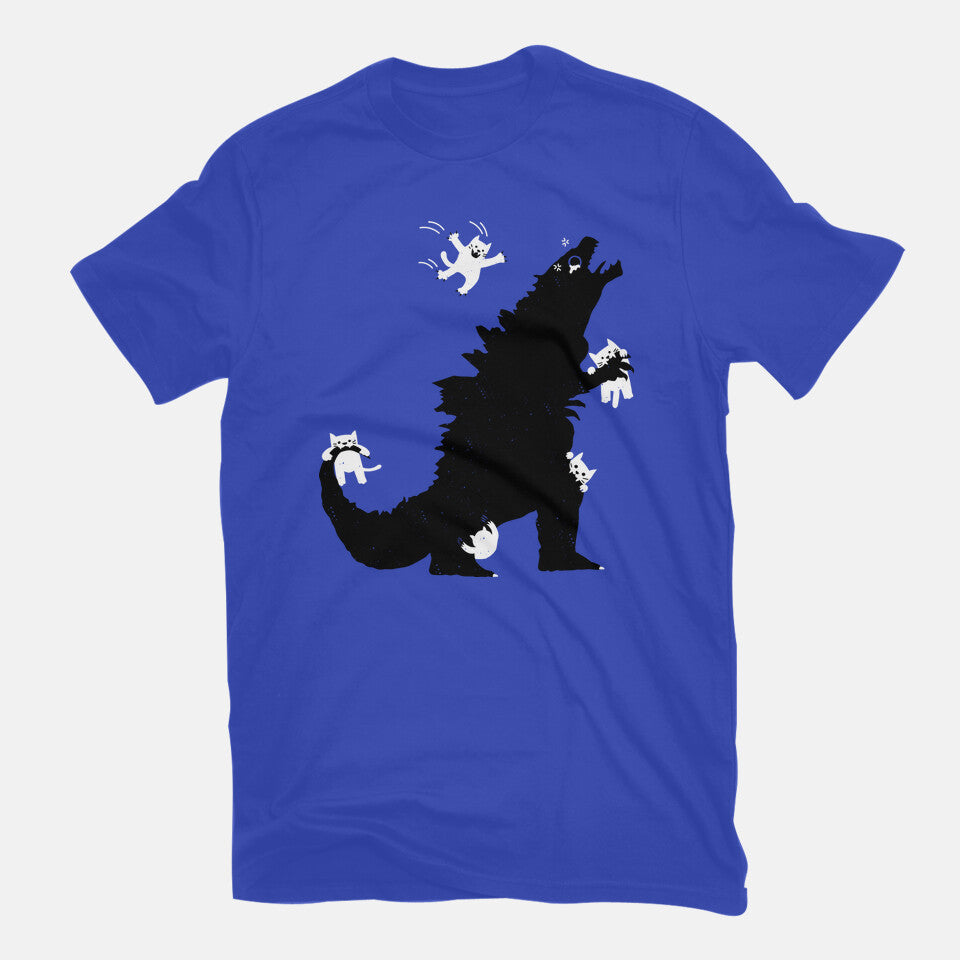 Ouch! – Cat Graphic T-Shirt in royal blue, flat-lay product view