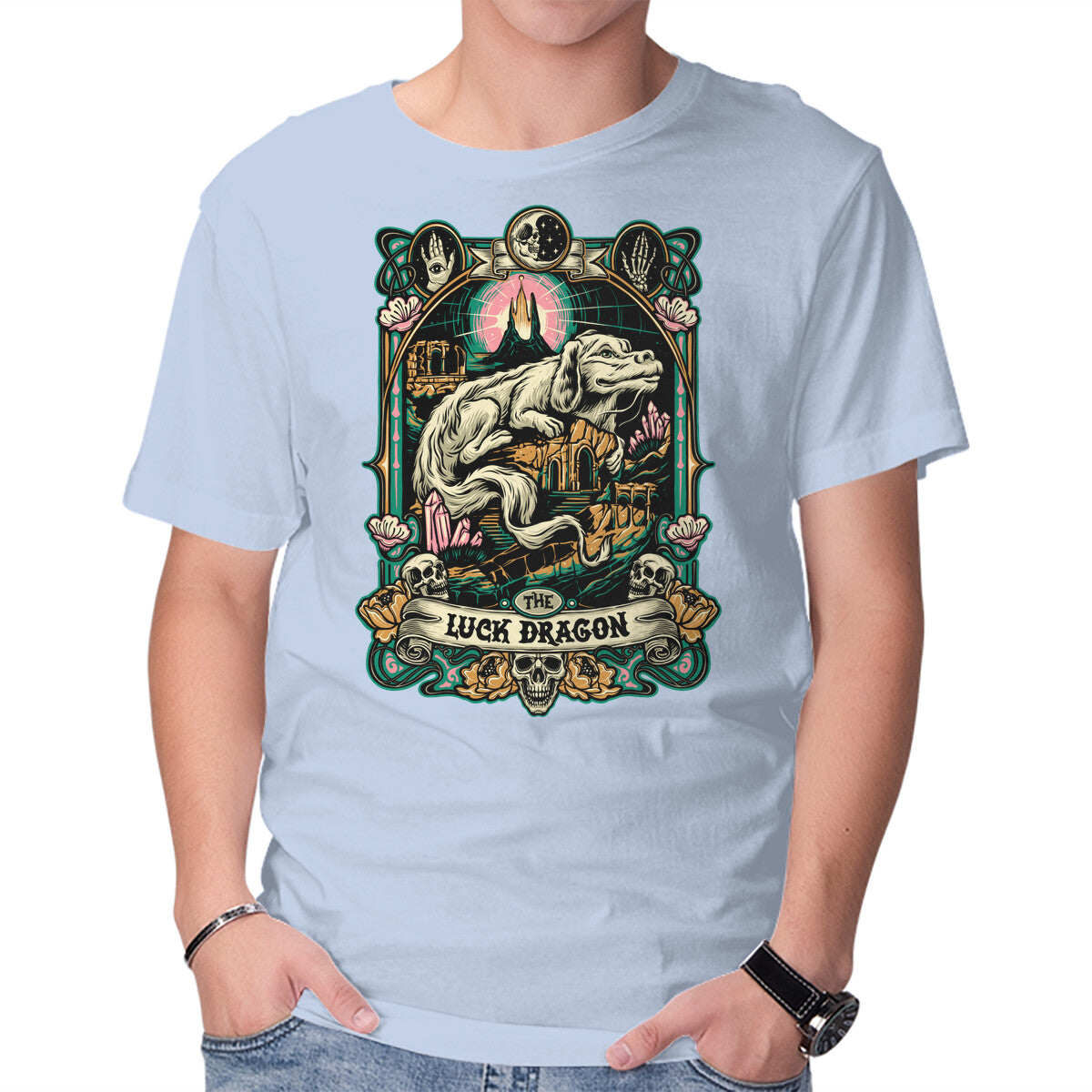 The Luck Dragon – Fantasy Graphic T-Shirt in blue, product display