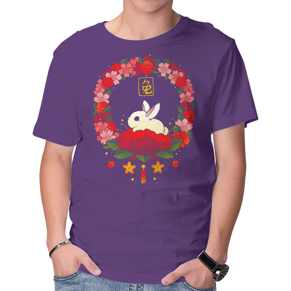 Rabbit Nature – Animal Graphic T-Shirt in purple, product display