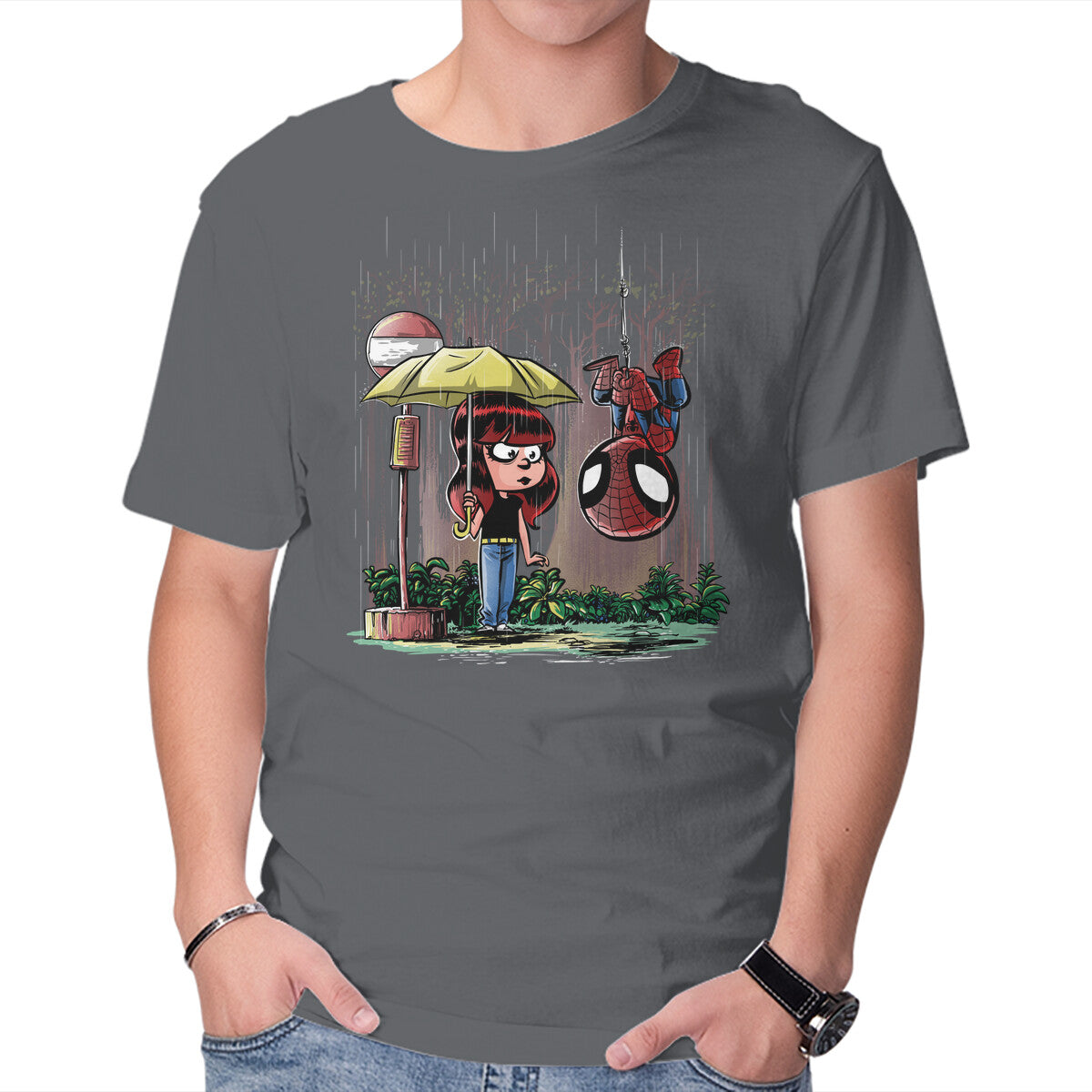 My Neighbor Spidey Graphic T-Shirt in charcoal, product display