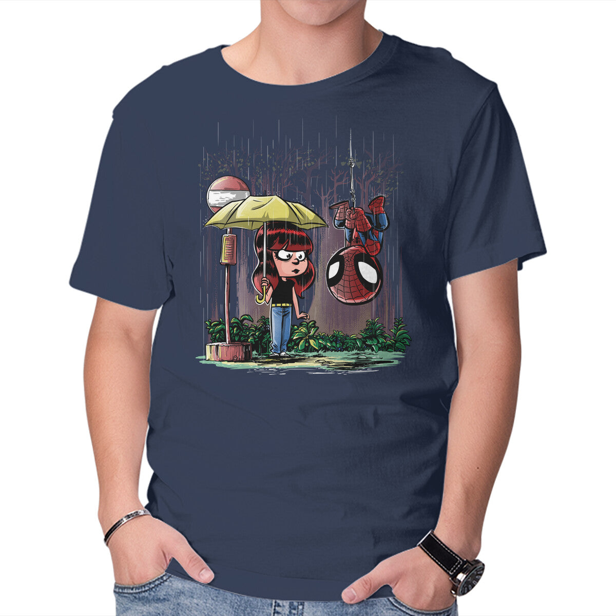 My Neighbor Spidey Graphic T-Shirt in navy, product display