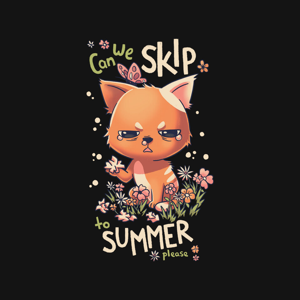 Skip To Summer – Cat Graphic T-Shirt design artwork for black graphic T-shirt