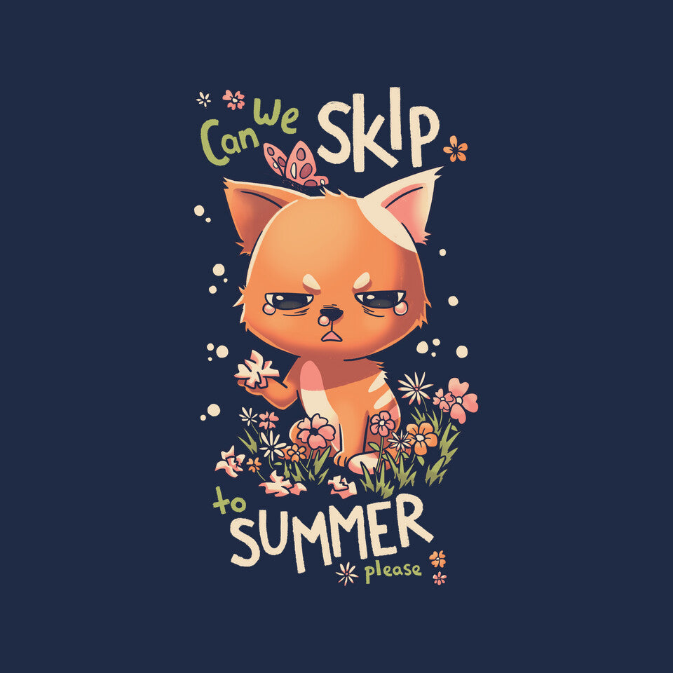 Skip To Summer – Cat Graphic T-Shirt design artwork for navy graphic T-shirt