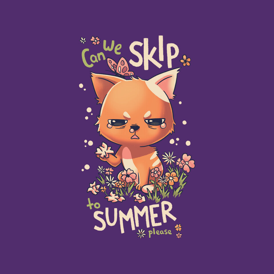 Skip To Summer – Cat Graphic T-Shirt design artwork for purple graphic T-shirt