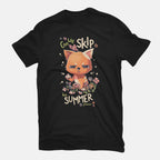 Skip To Summer – Cat Graphic T-Shirt in black, flat-lay product view