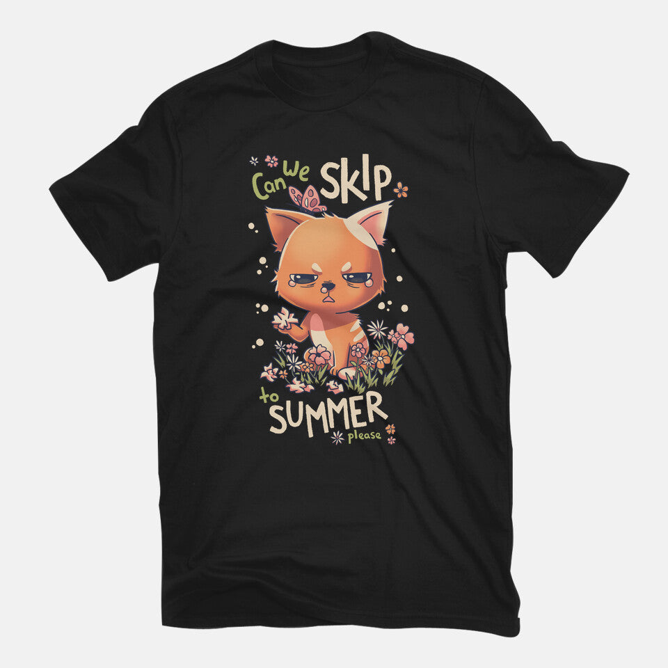 Skip To Summer – Cat Graphic T-Shirt in black, flat-lay product view