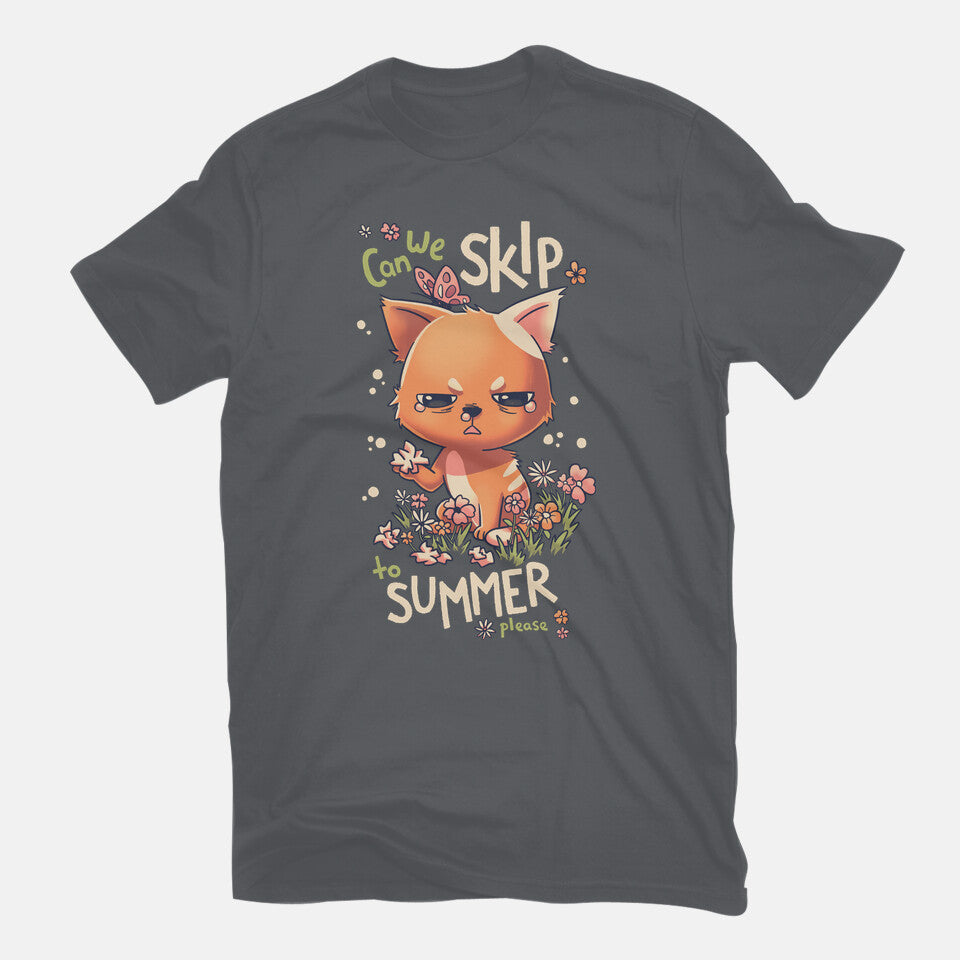 Skip To Summer – Cat Graphic T-Shirt in charcoal, flat-lay product view
