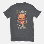 Skip To Summer – Cat Graphic T-Shirt in charcoal, flat-lay product view