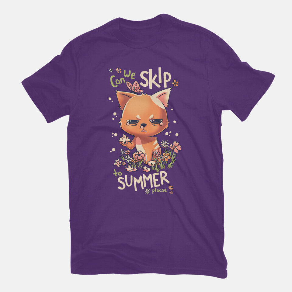 Skip To Summer – Cat Graphic T-Shirt in purple, flat-lay product view
