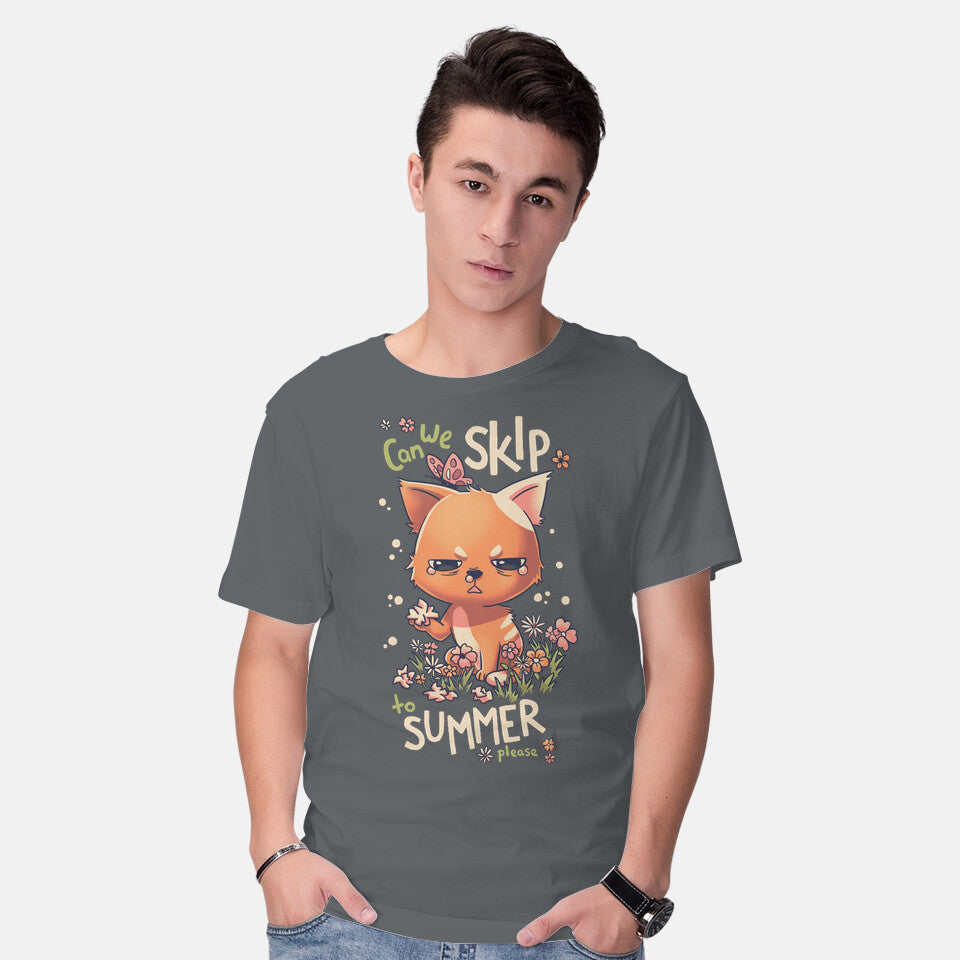 Model wearing charcoal Skip To Summer – Cat Graphic T-Shirt