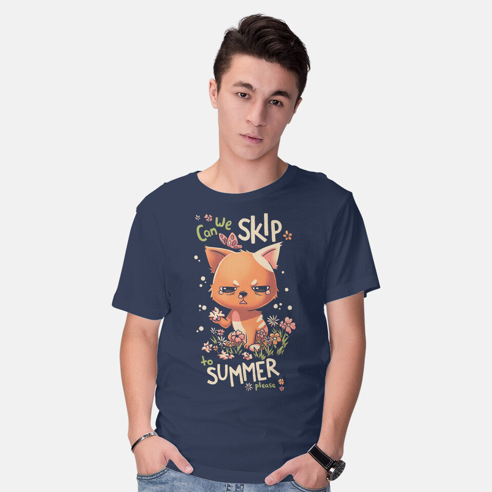 Model wearing navy Skip To Summer – Cat Graphic T-Shirt