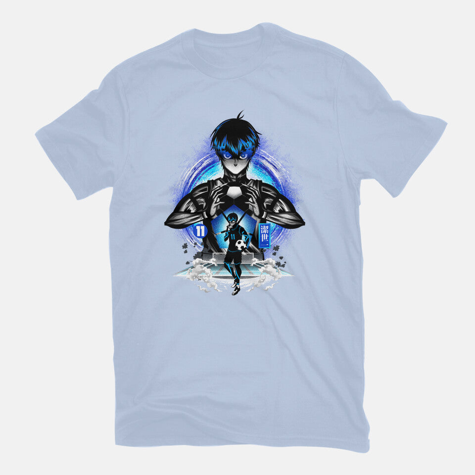 Ace Player Of Blue Lock – Anime Graphic T-Shirt in blue, flat-lay product view
