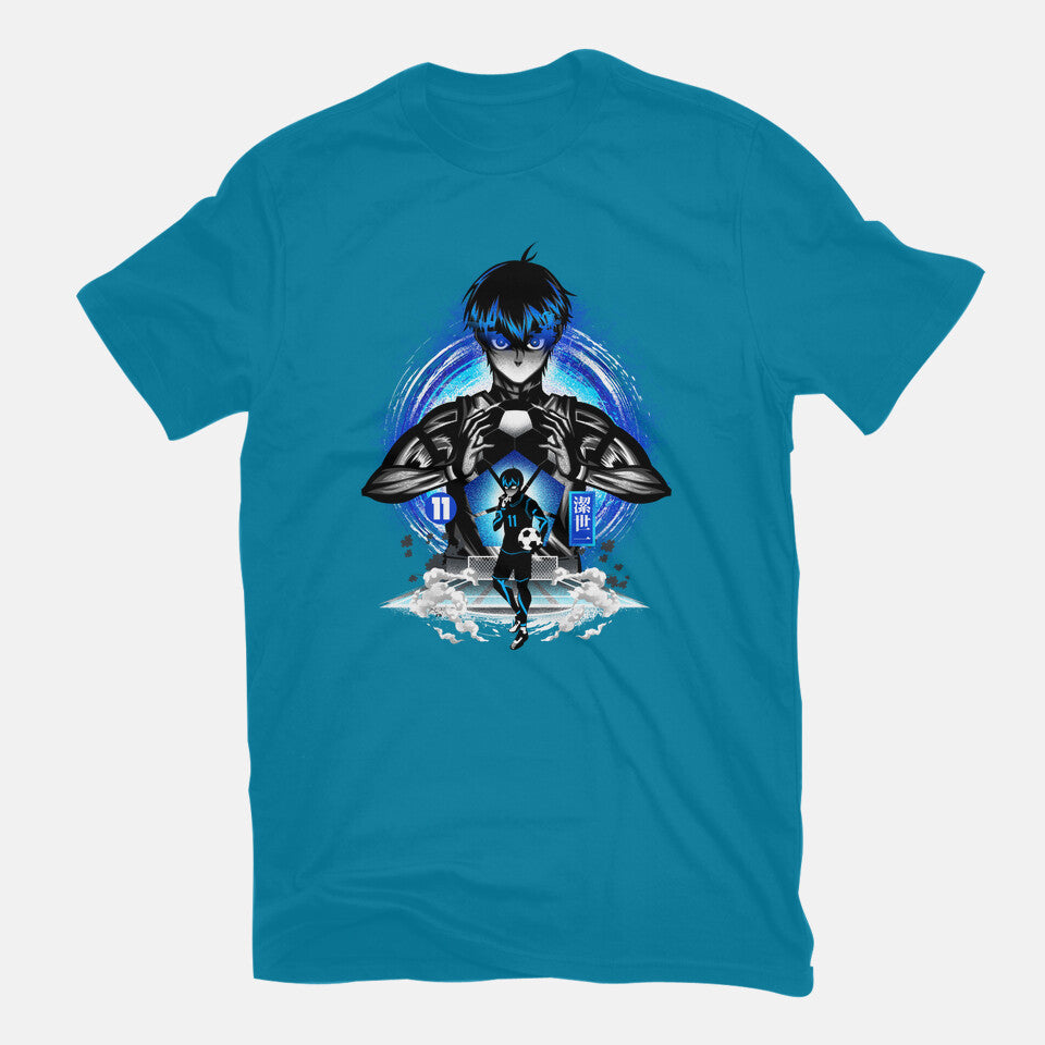Ace Player Of Blue Lock – Anime Graphic T-Shirt in turquoise, flat-lay product view