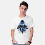 Model wearing white Ace Player Of Blue Lock – Anime Graphic T-Shirt
