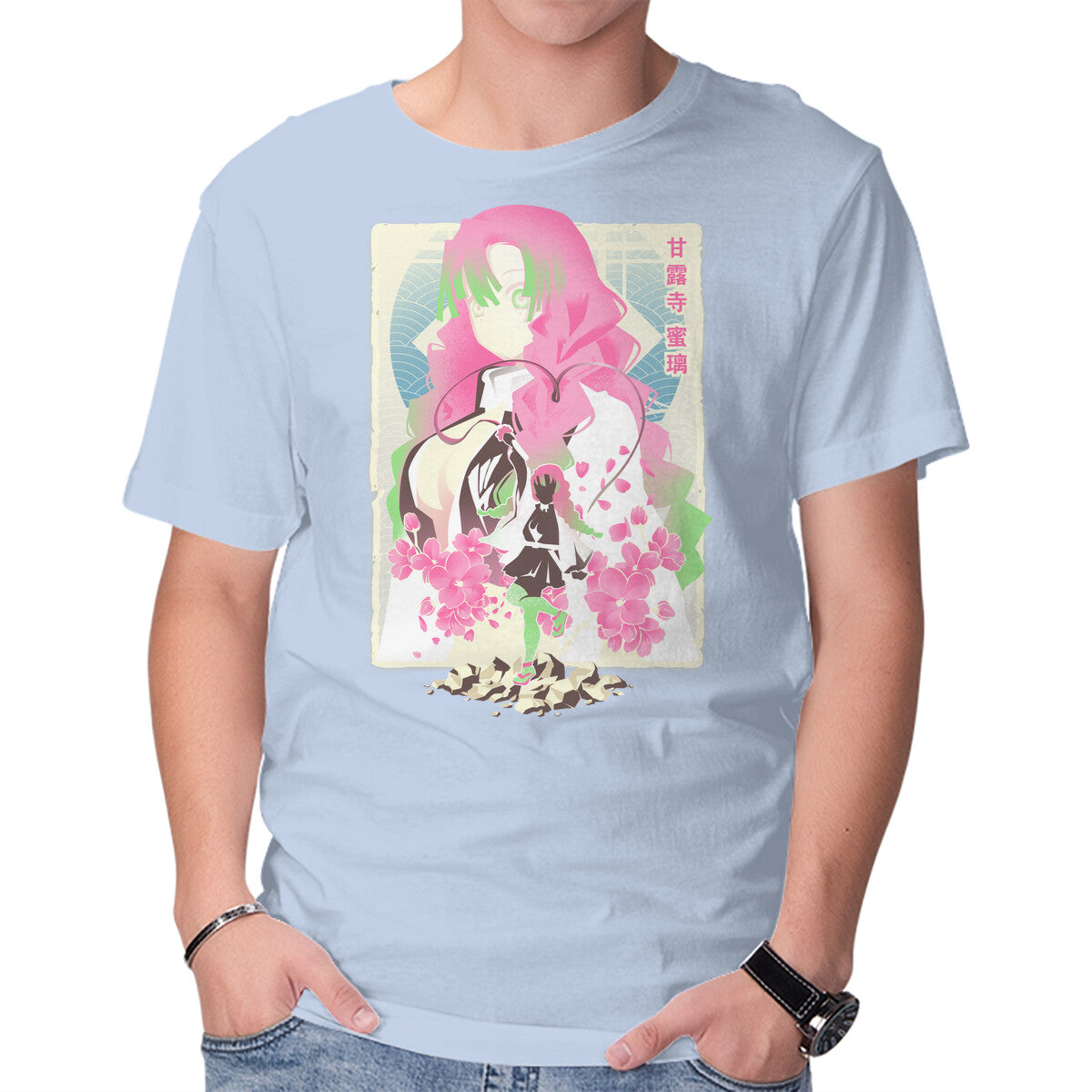 Love Hashira – Anime Graphic T-Shirt in blue, product display
