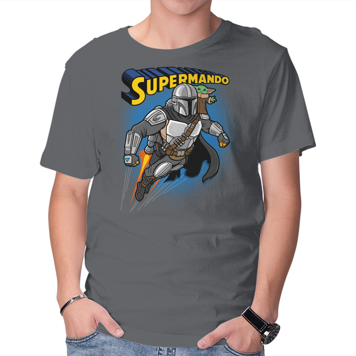 Supermando – Sci-Fi Graphic T-Shirt in charcoal, product display