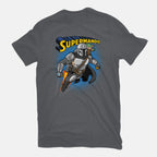 Supermando – Sci-Fi Graphic T-Shirt in charcoal, flat-lay product view