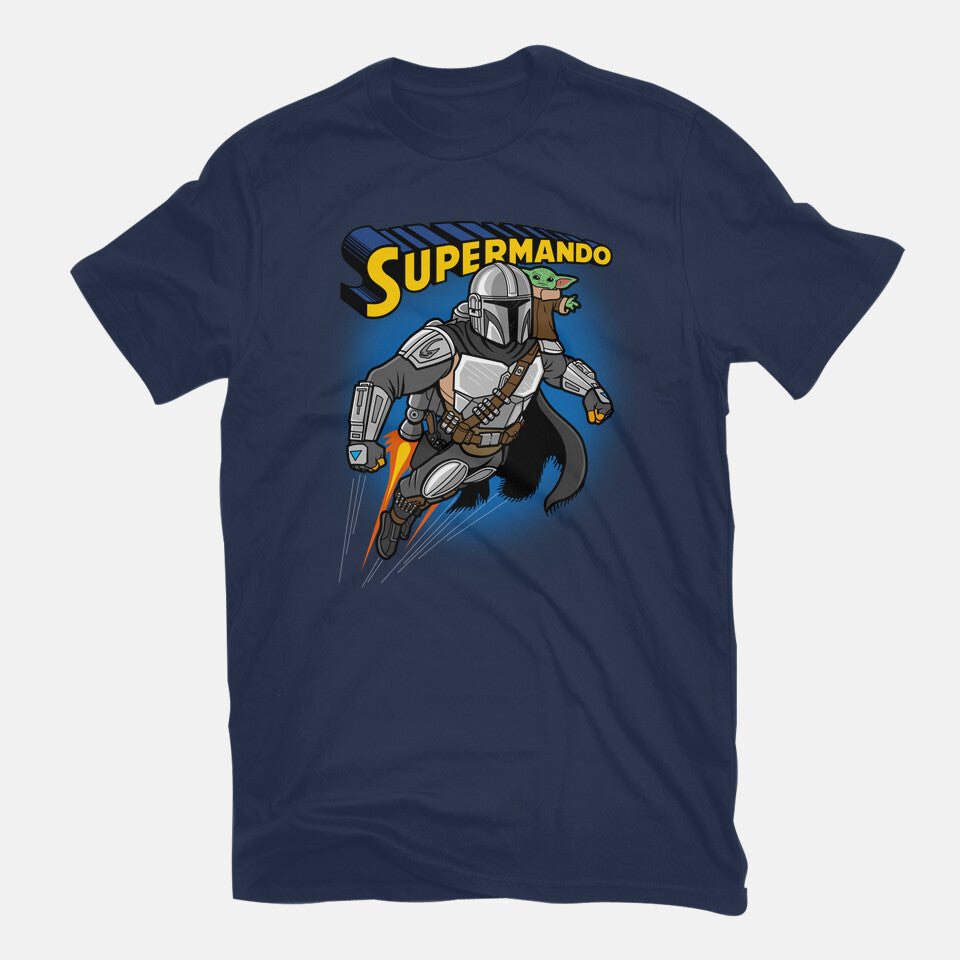 Supermando – Sci-Fi Graphic T-Shirt in navy, flat-lay product view