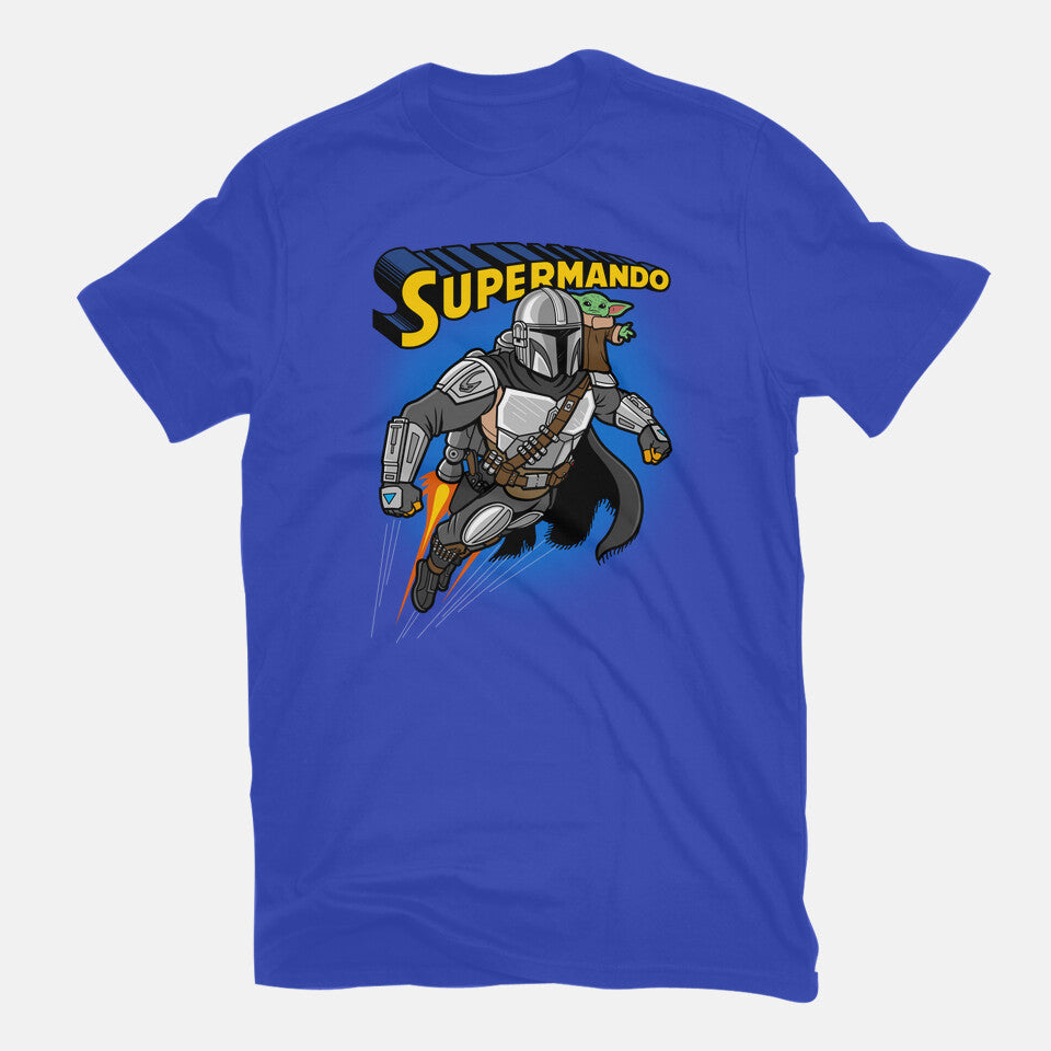 Supermando – Sci-Fi Graphic T-Shirt in royal blue, flat-lay product view