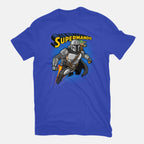 Supermando – Sci-Fi Graphic T-Shirt in royal blue, flat-lay product view