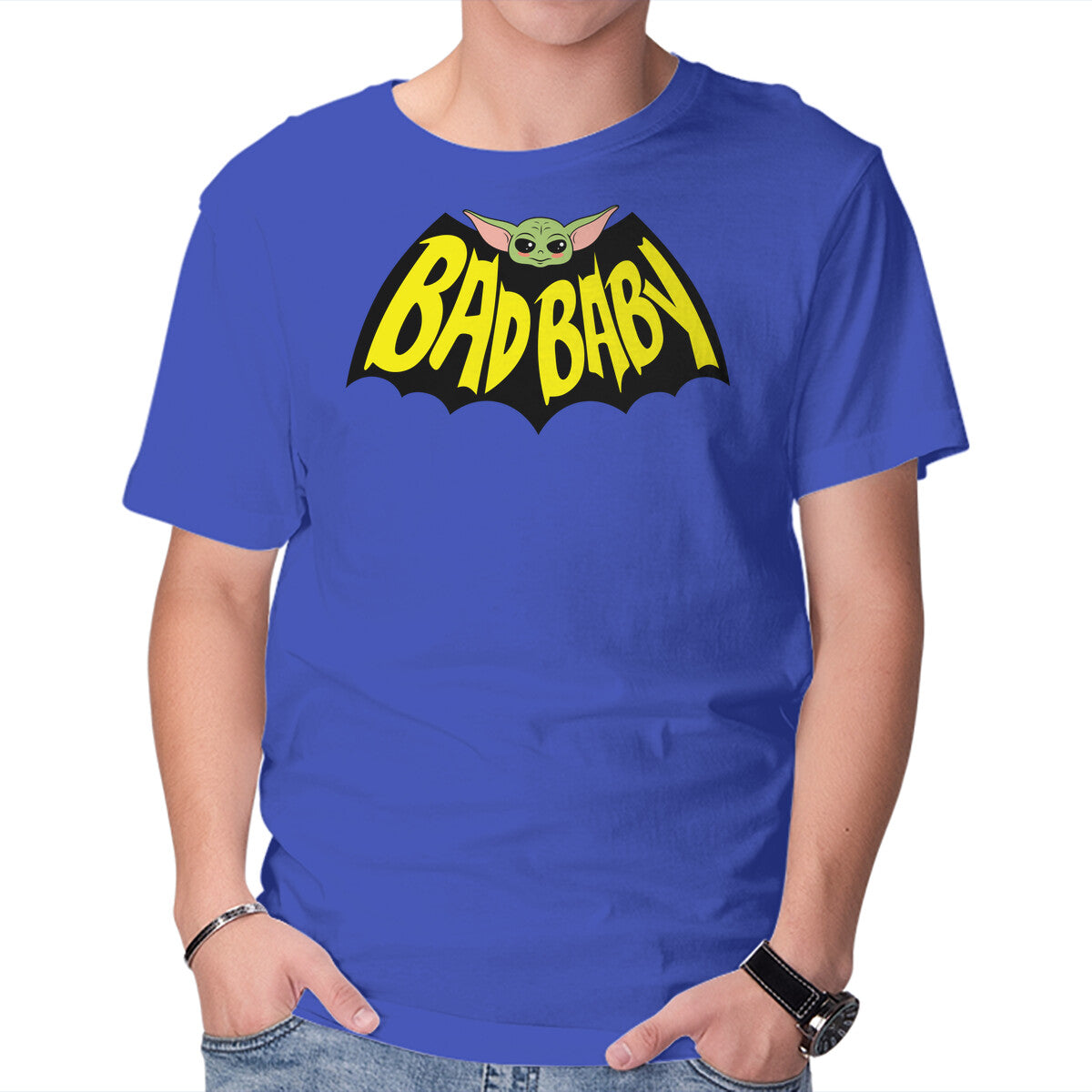 Bat Baby – Sci-Fi Graphic T-Shirt in royal blue, product display