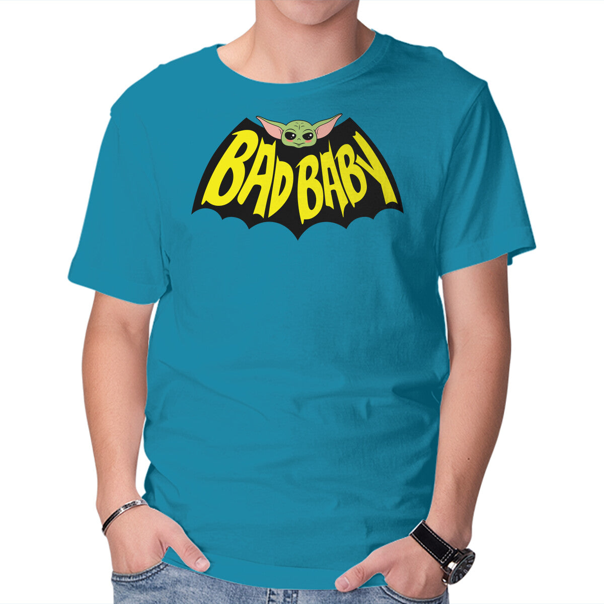 Bat Baby – Sci-Fi Graphic T-Shirt in turquoise, product display