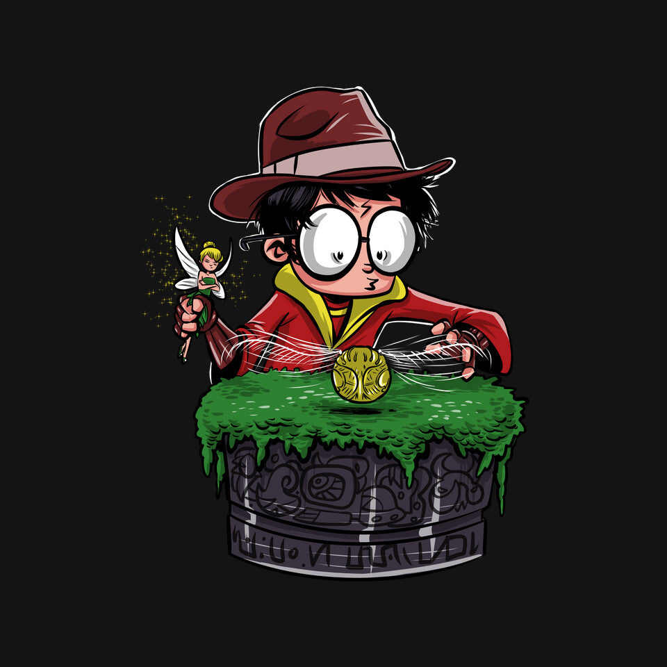 Indiana Potter – Movie Graphic T-Shirt design artwork for black graphic T-shirt