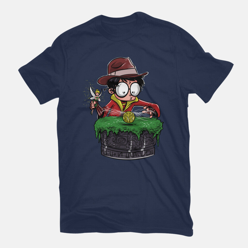 Indiana Potter – Movie Graphic T-Shirt in navy, flat-lay product view