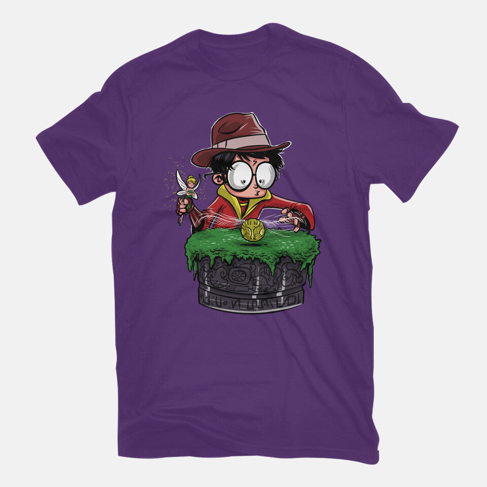 Indiana Potter – Movie Graphic T-Shirt in purple, flat-lay product view