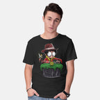 Model wearing black Indiana Potter – Movie Graphic T-Shirt