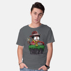Model wearing charcoal Indiana Potter – Movie Graphic T-Shirt