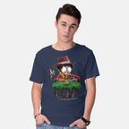 Model wearing navy Indiana Potter – Movie Graphic T-Shirt