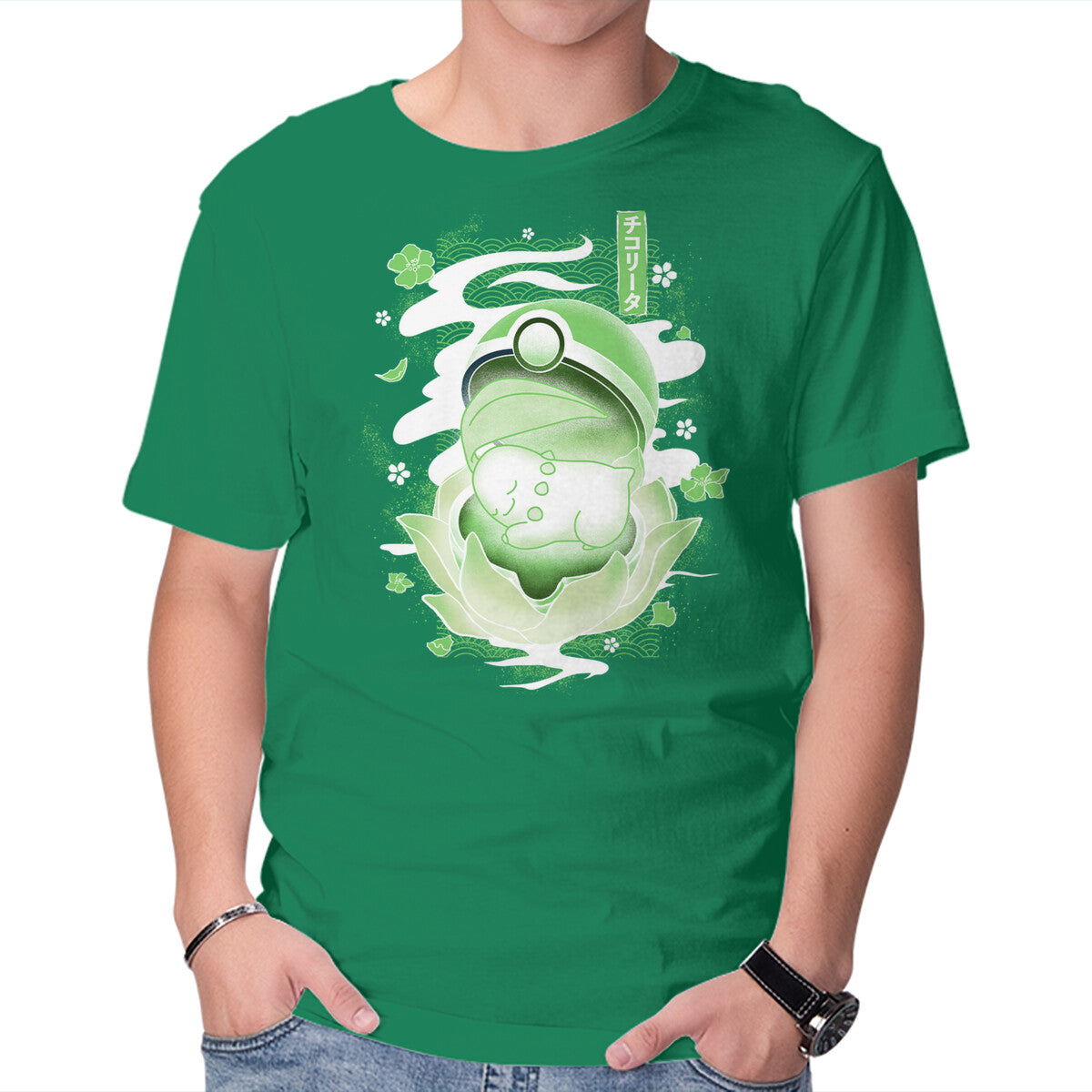 The Birth Of Leaf – Anime Graphic T-Shirt in green, product display