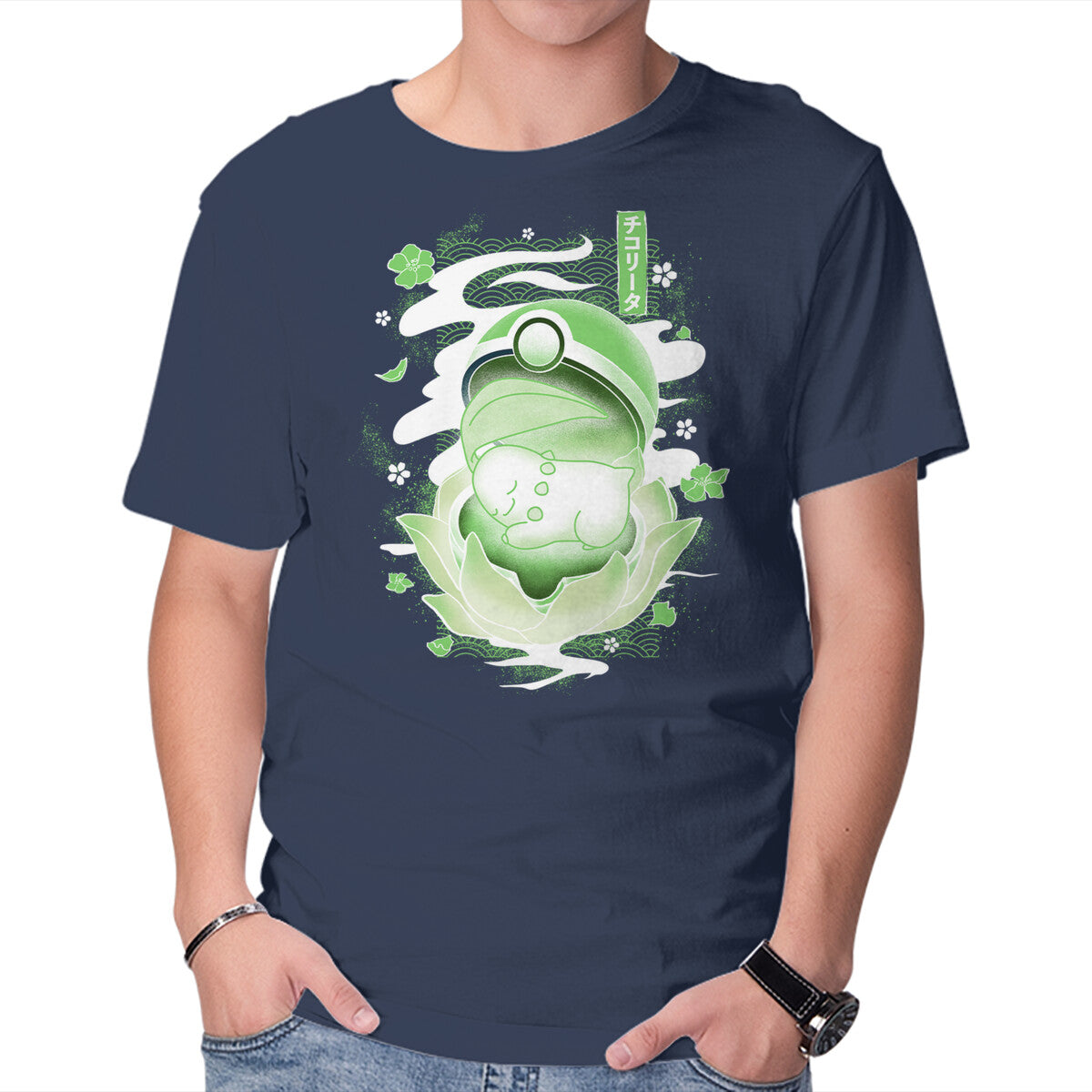 The Birth Of Leaf – Anime Graphic T-Shirt in navy, product display