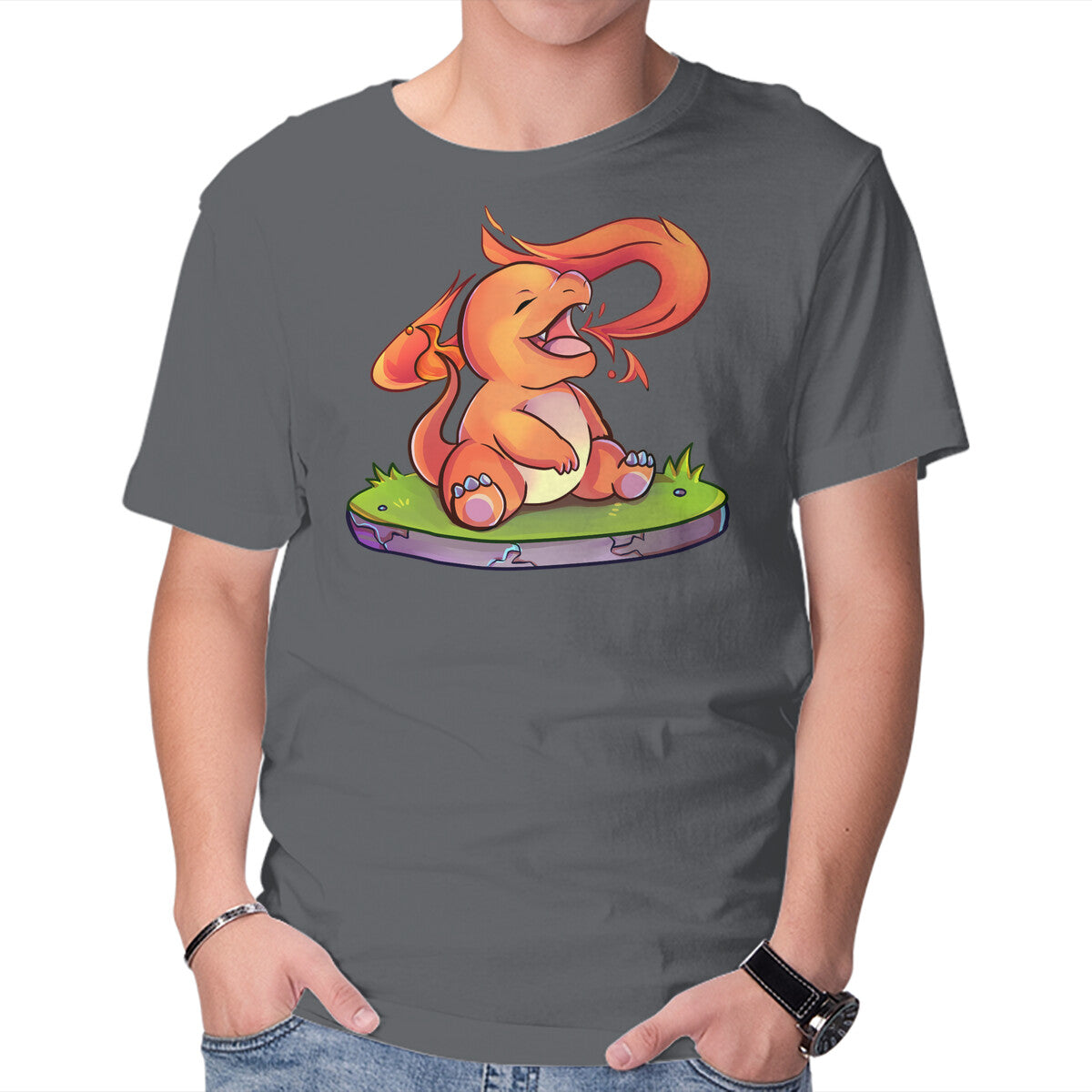 First Gen Fire – Anime Graphic T-Shirt in charcoal, product display