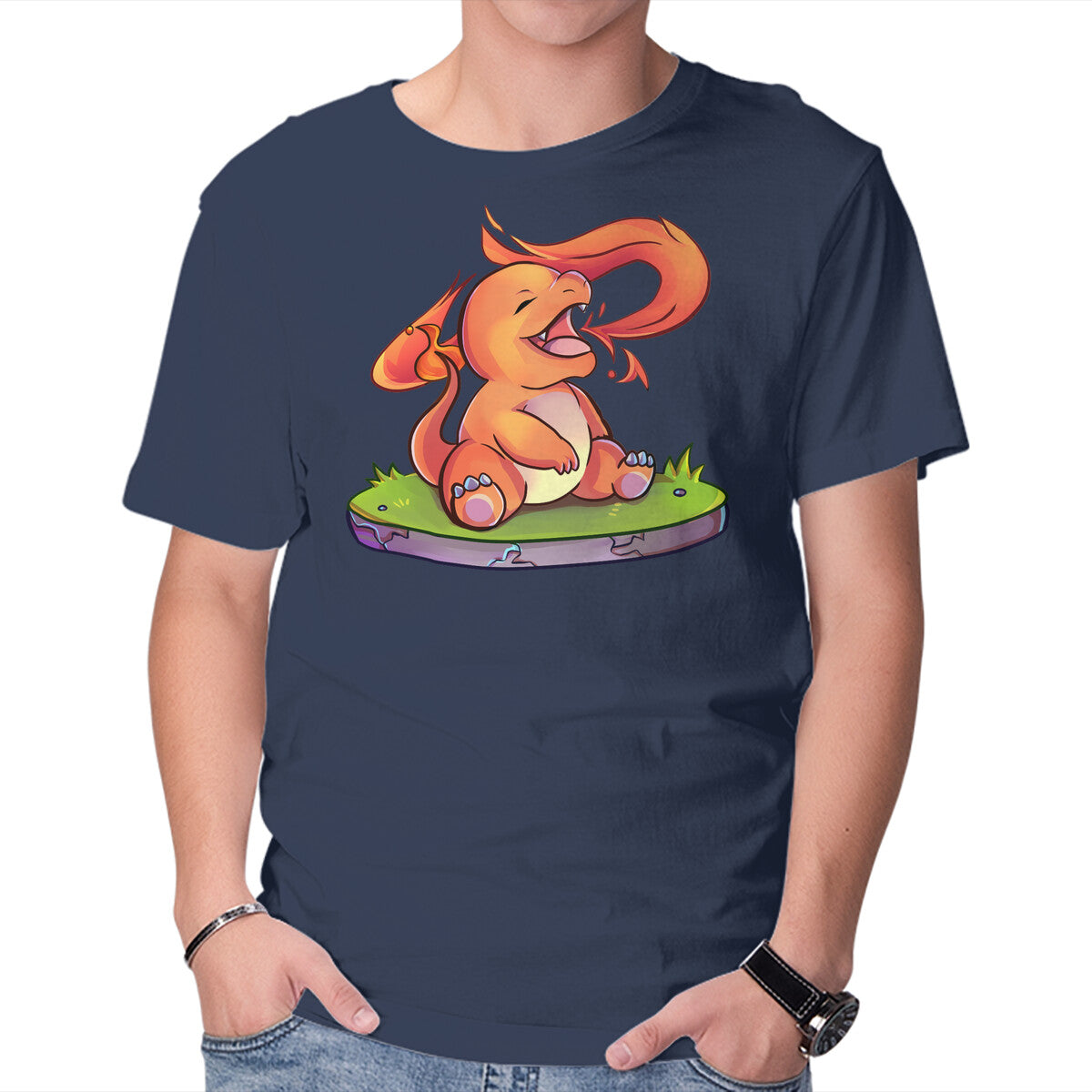 First Gen Fire – Anime Graphic T-Shirt in navy, product display