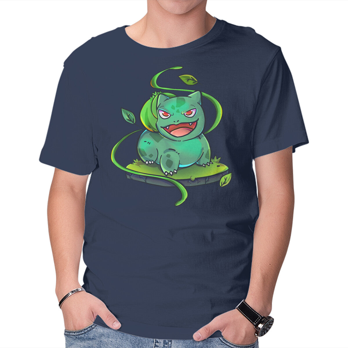 First Gen Grass – Anime Graphic T-Shirt in navy, product display