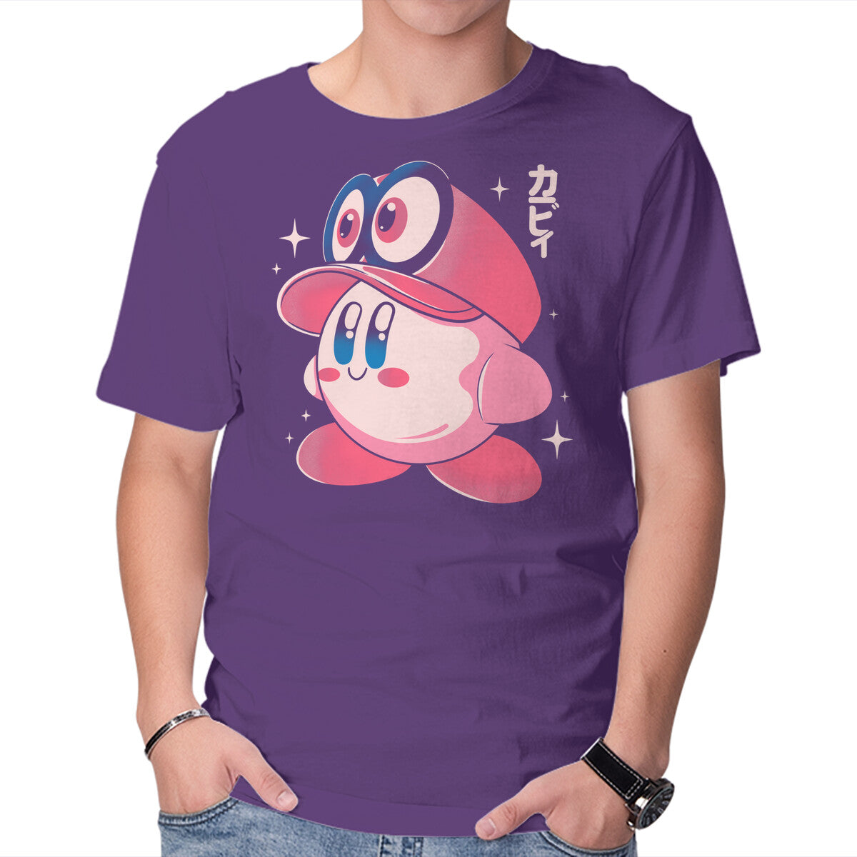 Kirby Adventure – Gaming Graphic T-Shirt in purple, product display