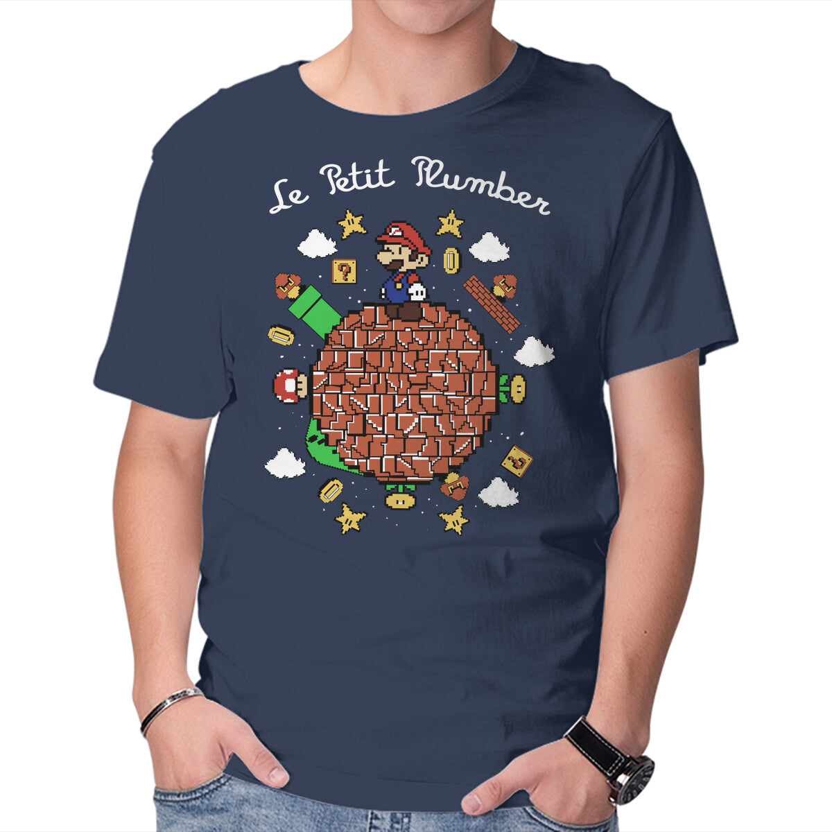 Le Petit Plumber – Gaming Graphic T-Shirt in navy, product display
