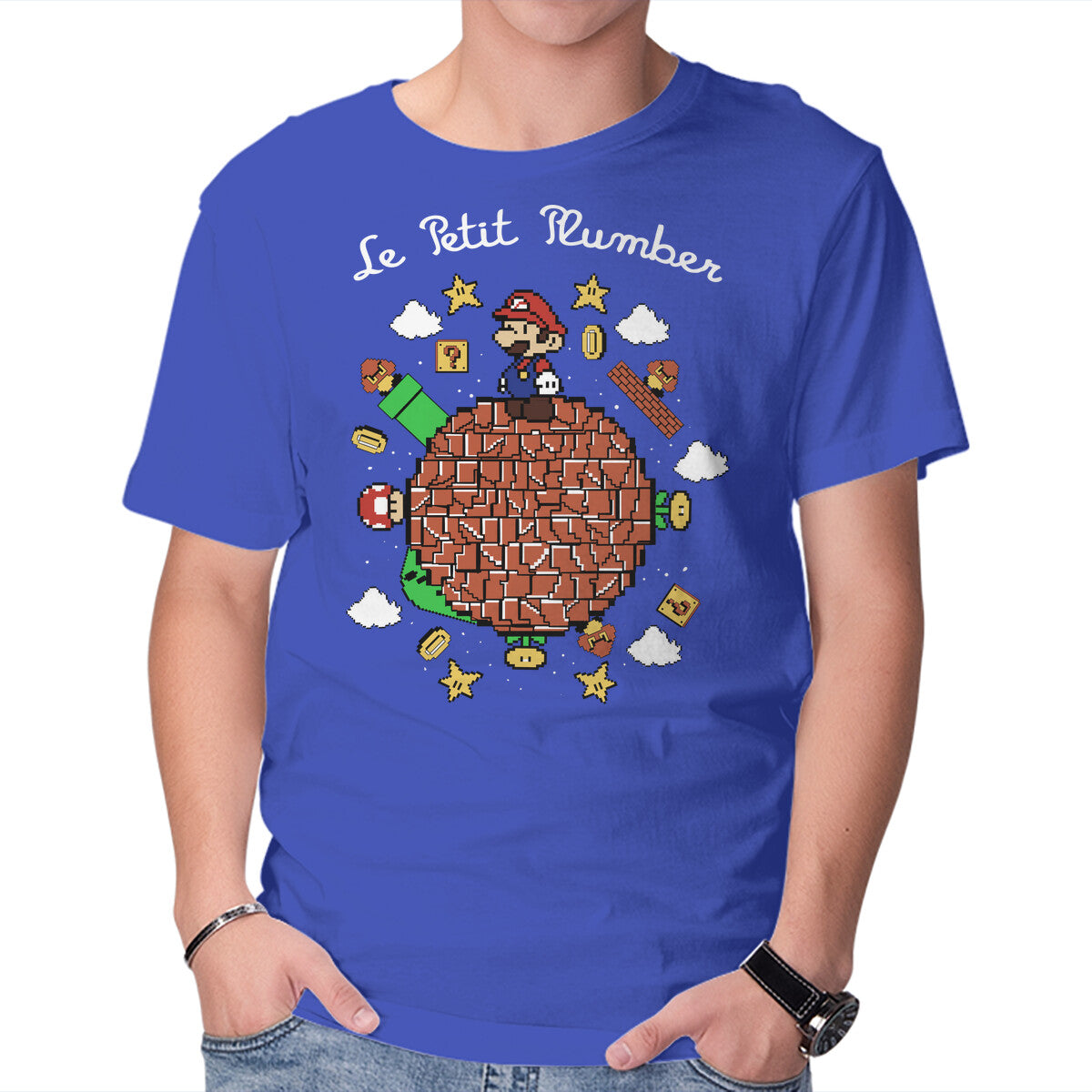 Le Petit Plumber – Gaming Graphic T-Shirt in royal blue, product display