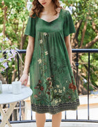 Ekouaer Women's Floral House Dress - Pleated Nightgown