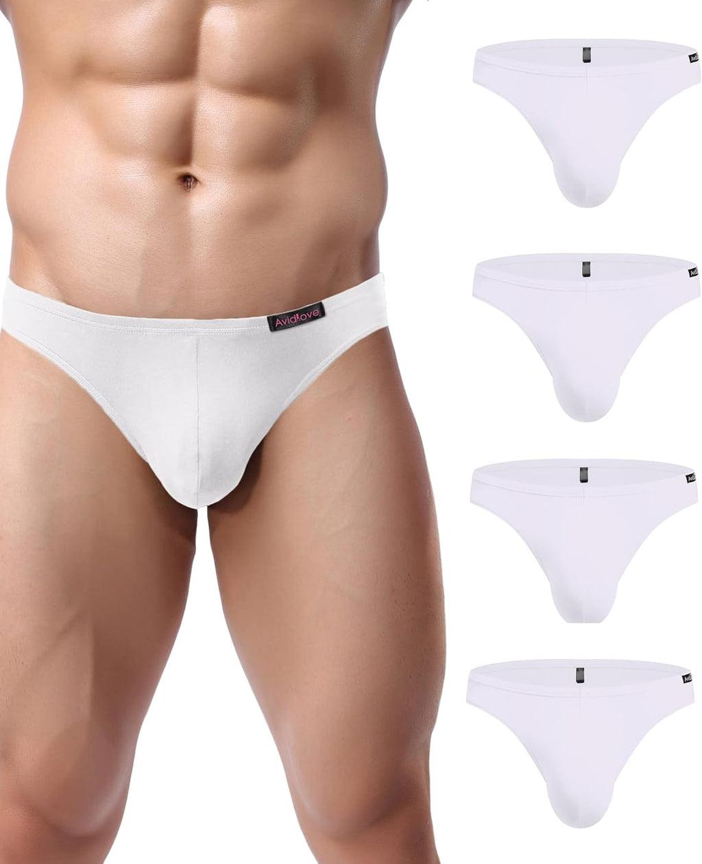 Men's Underwear 4 Pack Low Rise Microfiber Ice Silk Hip Briefs