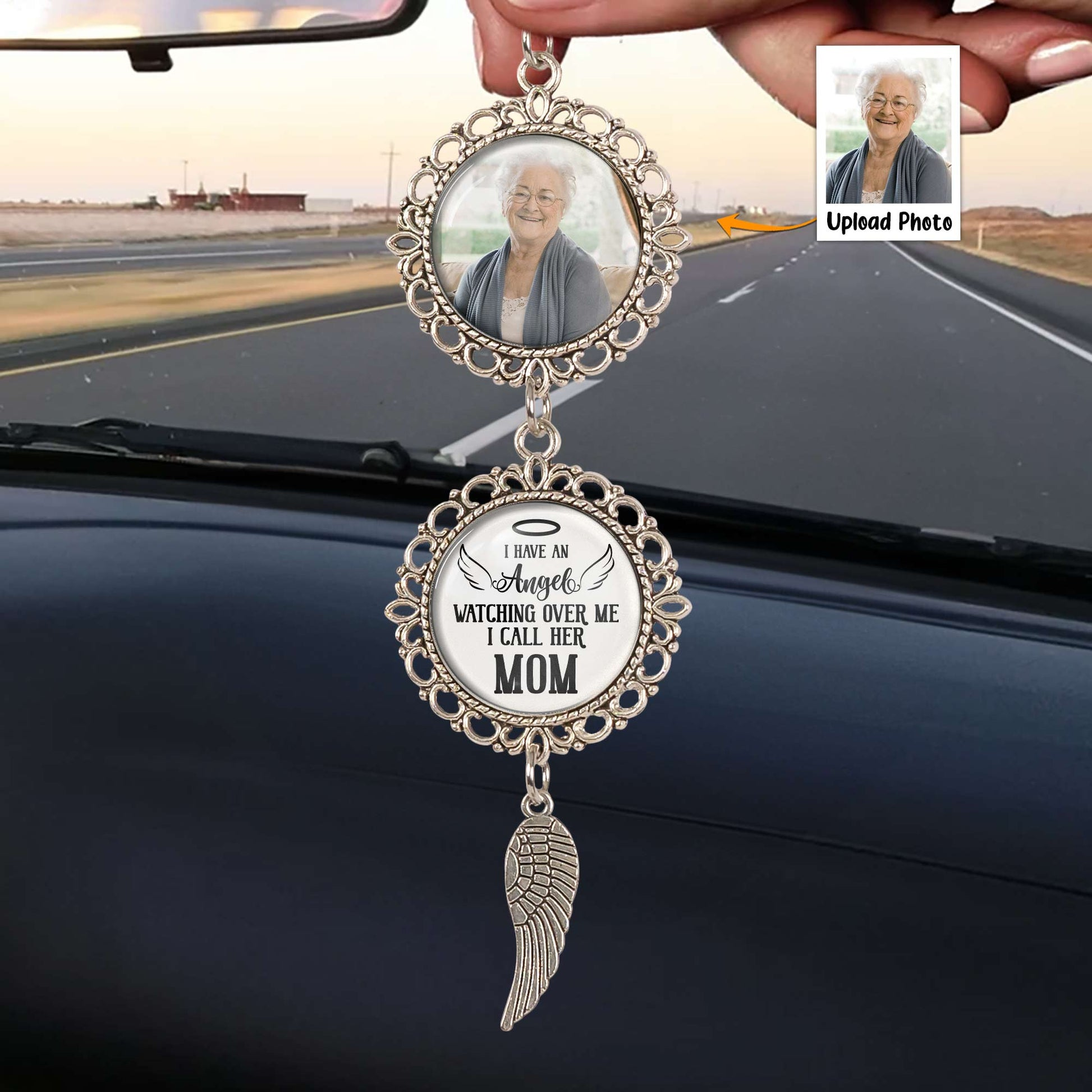 I Have An Angel Watching Over Me - Personalized Photo Car Ornament