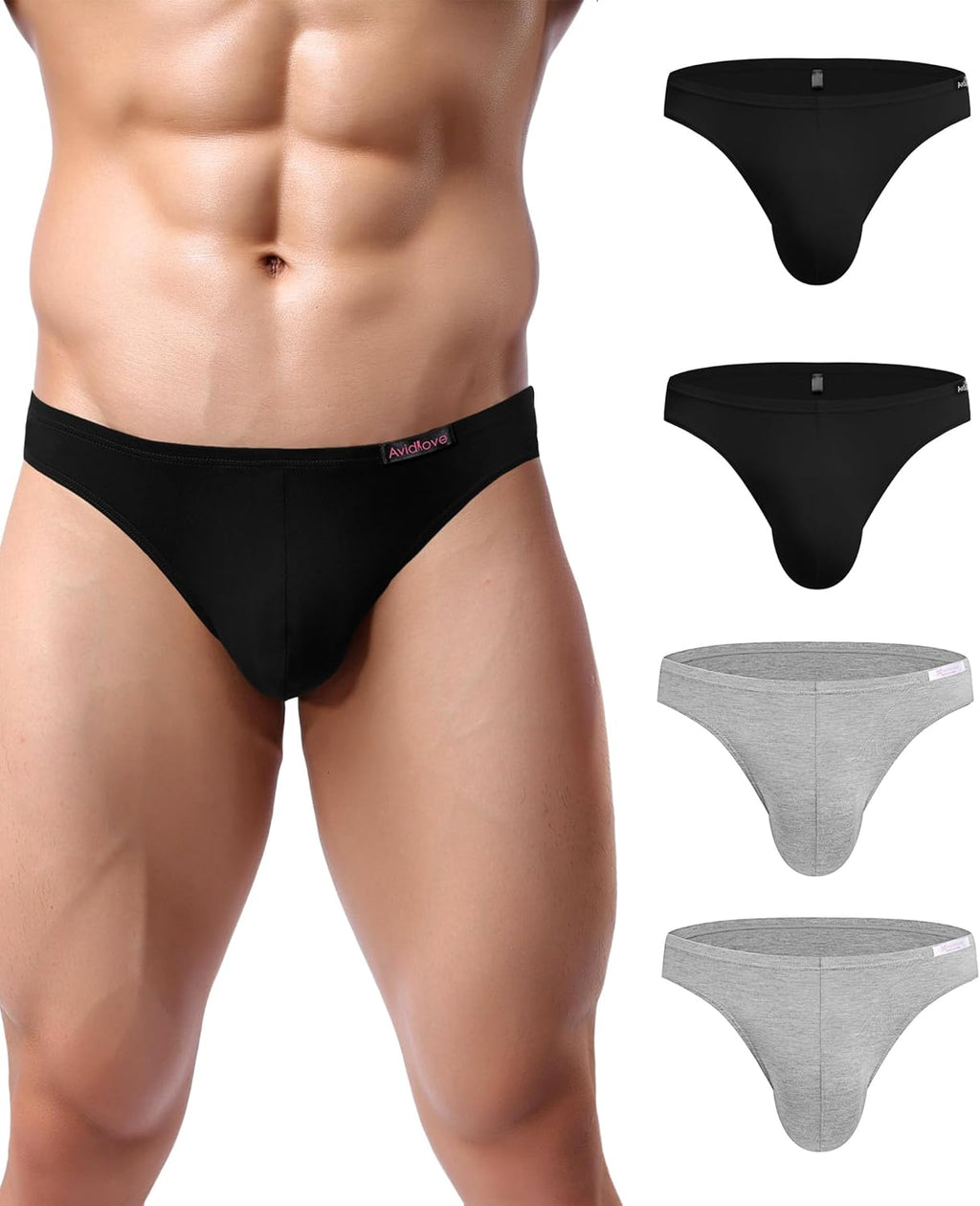Men's Underwear 4 Pack Low Rise Microfiber Ice Silk Hip Briefs