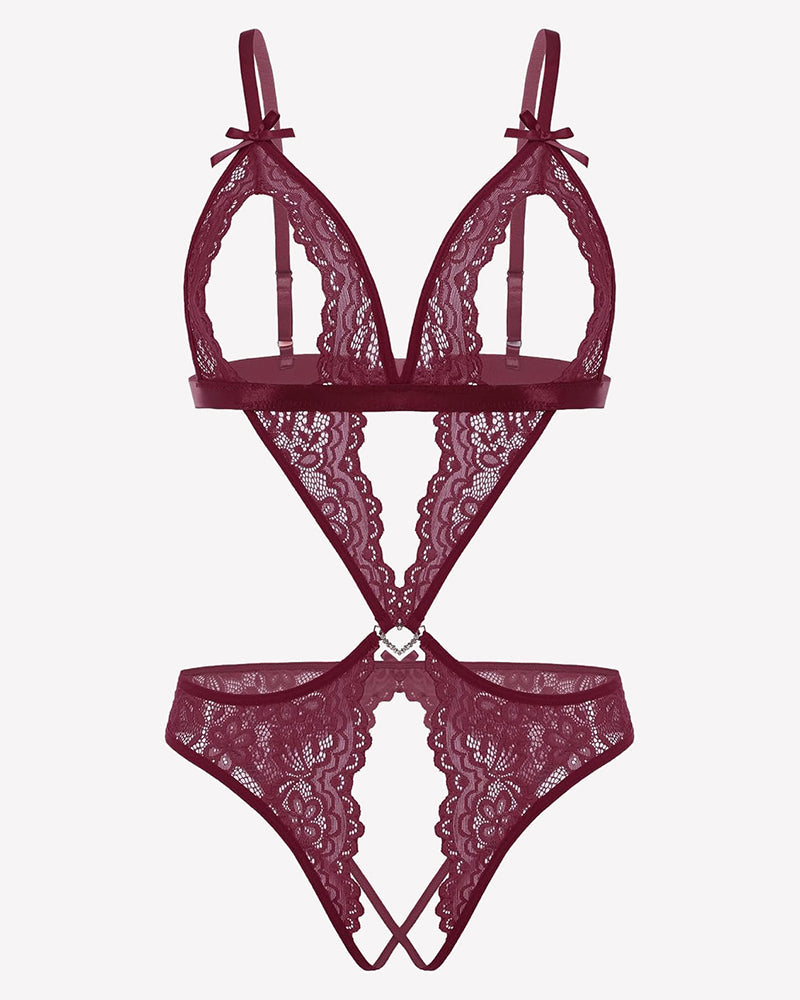 Lace Deep V Teddy Bodysuit
