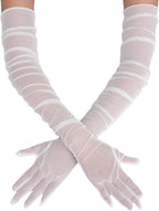 1920s Long Sheer Gloves Tulle Mesh Gloves