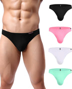 Men's Underwear 4 Pack Low Rise Microfiber Ice Silk Hip Briefs